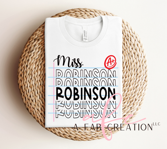 Personalized Teacher Name T-Shirt